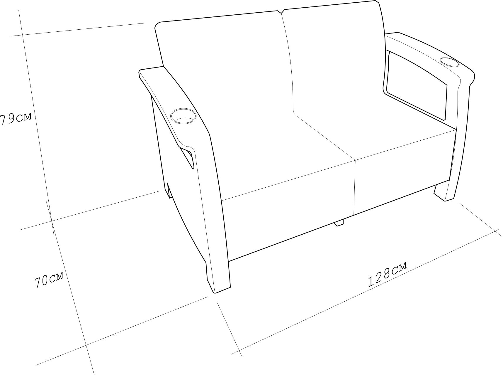 Диван двухместный садовый YALTA SOFA 2 SEAT