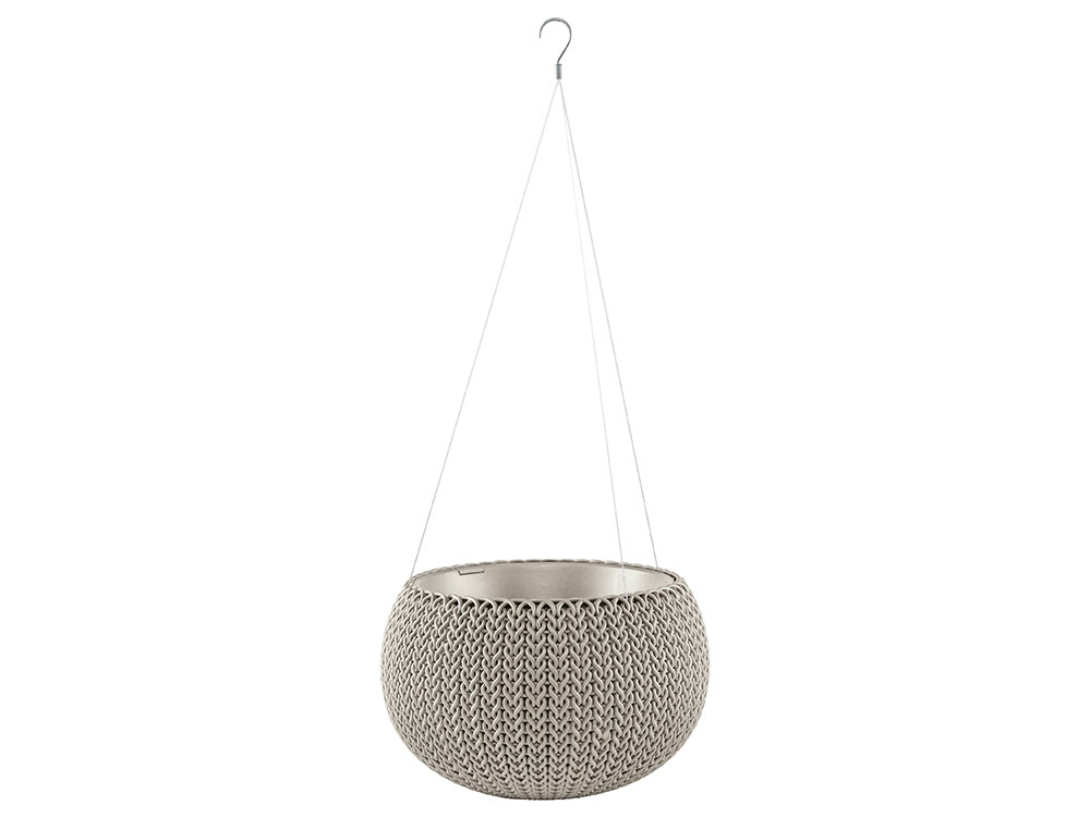 Подвесное кашпо под цветы Keter COZIES S из пластика ⌀ 28 см, 3,2 л текстура под ротанг