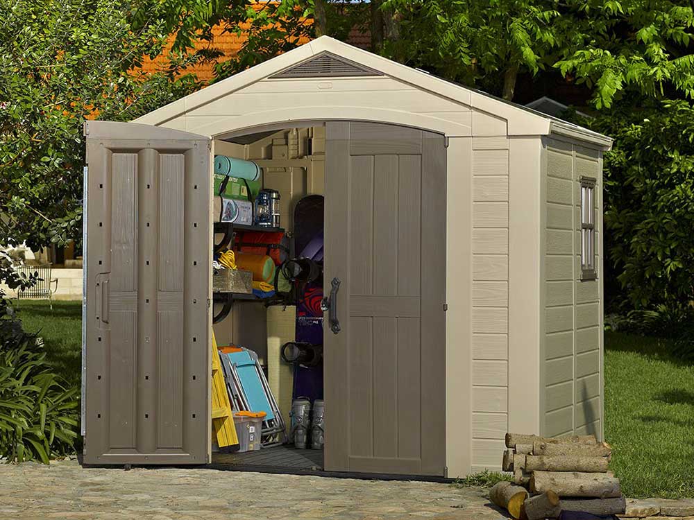 Сарай (хозблок) пластиковый Keter FACTOR 8x6 габариты 182 х 256,5 см с двускатной крышей для дачи или загородного дома