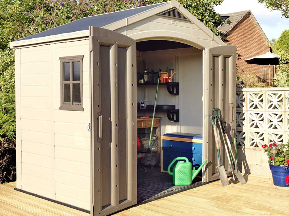 Сарай (хозблок) пластиковый Keter FACTOR 8x6 габариты 182 х 256,5 см с двускатной крышей для дачи или загородного дома