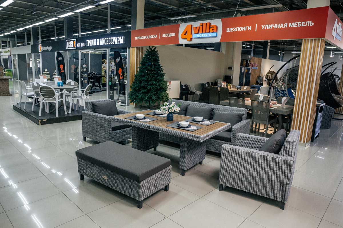 Обеденный стол для террасы или сада Mokka BELLA искусственный ротанг круглого плетения