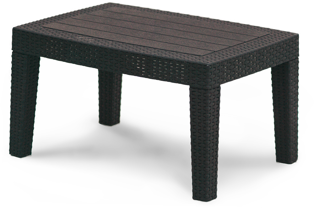Пластиковый садовый журнальный столик b:rattan PREMIUM ARIZONA из пластика под плетеный ротанг и столешницей под дерево