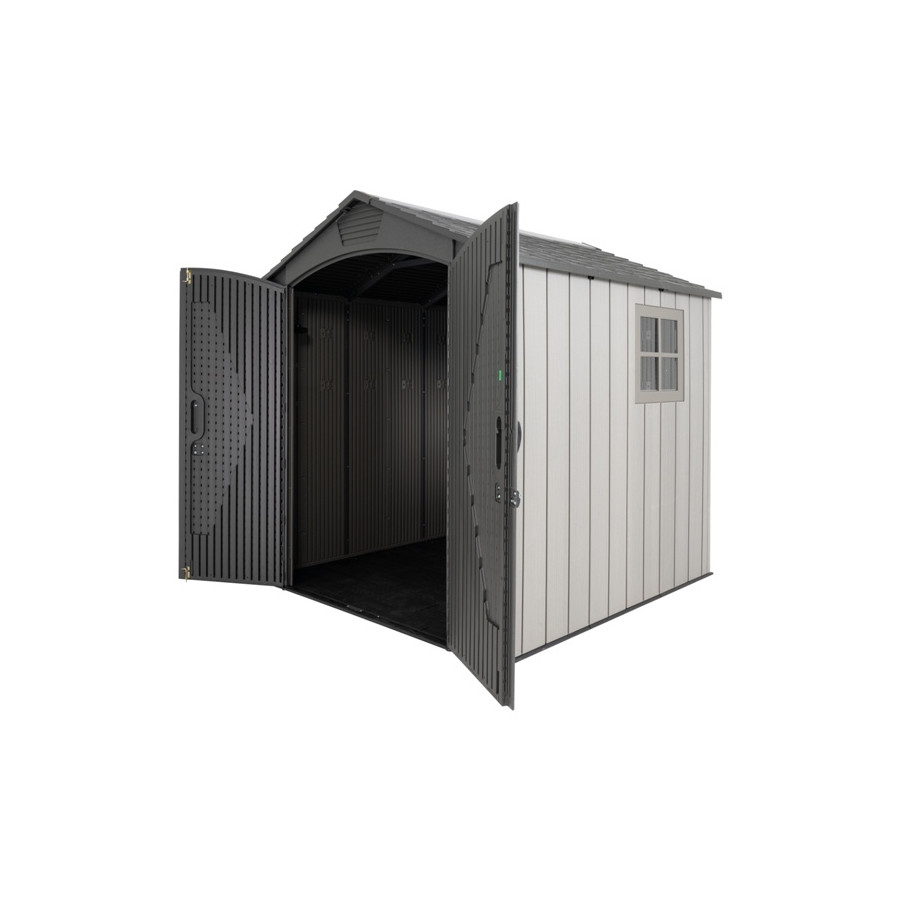 Сарай (хозблок) пластиковый Life Time WoodLook 7x7 60363 габариты 213,6 х 214,6 см с двускатной крышей для дачи или загородного дома