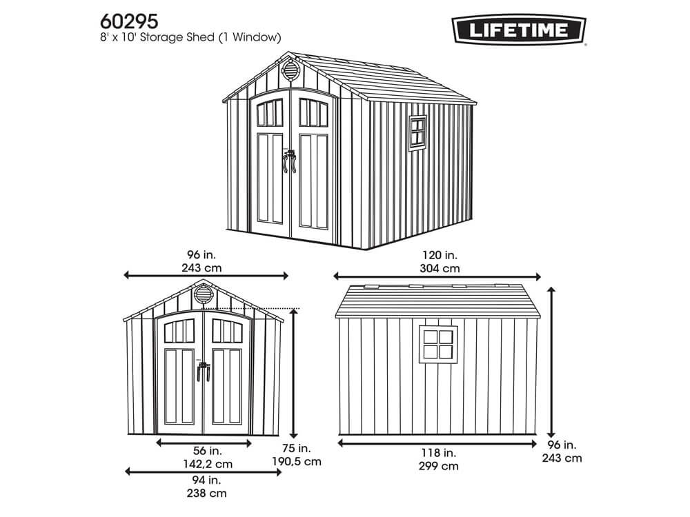 Сарай (хозблок) пластиковый WOODLOOK 8x10 60295 габариты 304 х 243 см с двускатной крышей для дачи или загородного дома